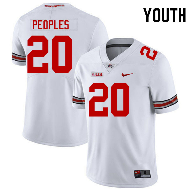 Youth #20 James Peoples Ohio State Buckeyes College Football Jerseys Stitched-White